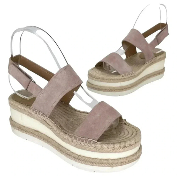 Marc Fisher LTD Platform Sandals 9M Gallia Pink Suede Jute Wrapped Slingback - Picture 9 of 13